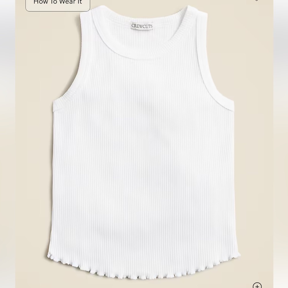 J crew white Girls' everyday tank top in vintage rib XXS